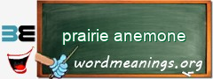 WordMeaning blackboard for prairie anemone